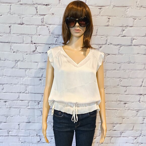 BANANA REPUBLIC, Sleeveless ivory v-neck blouse with front tie - Picture 5 of 13